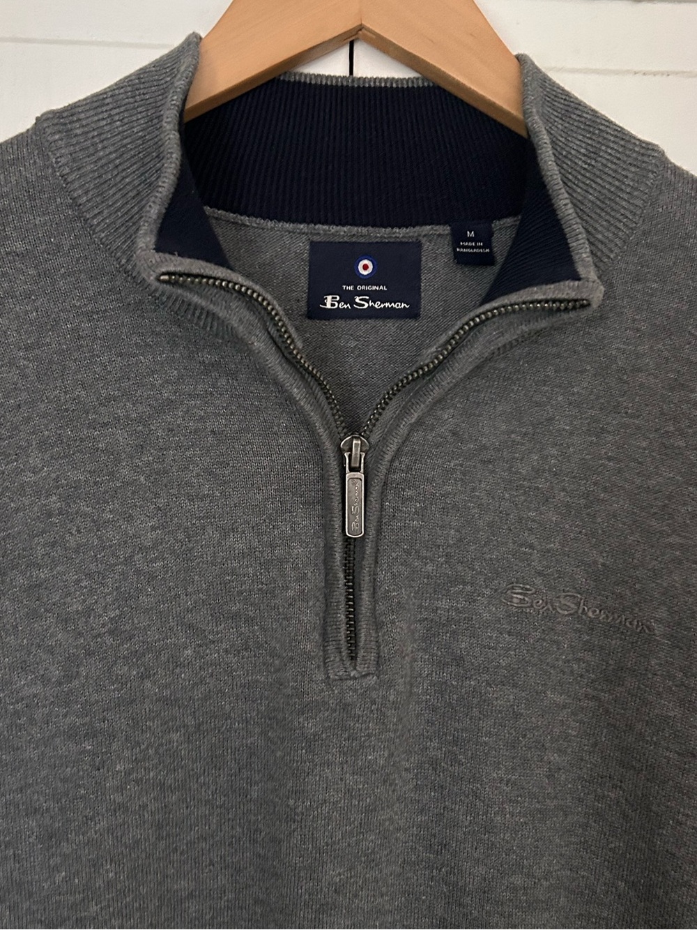 Ben Sherman Men’s Size M Long Sleeve 1/4 Zip Mock Neck Pullover Sweater